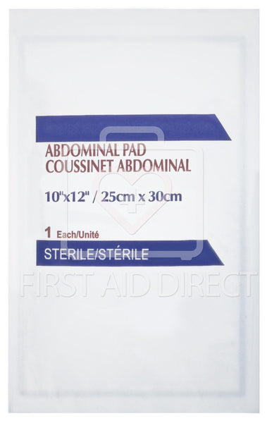 ABDOMINAL/COMBINE PAD, 25.4 x 30.5 cm, STERILE
