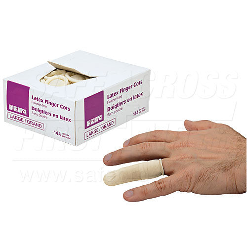 FINGER COTS, LATEX, POWDER-FREE, EXTRA-LARGE, 144's