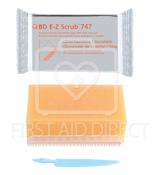 SCRUB BRUSH/SPONGE, E-Z 747, w/CHLORHEXIDINE GLUCONATE - First Aid Direct