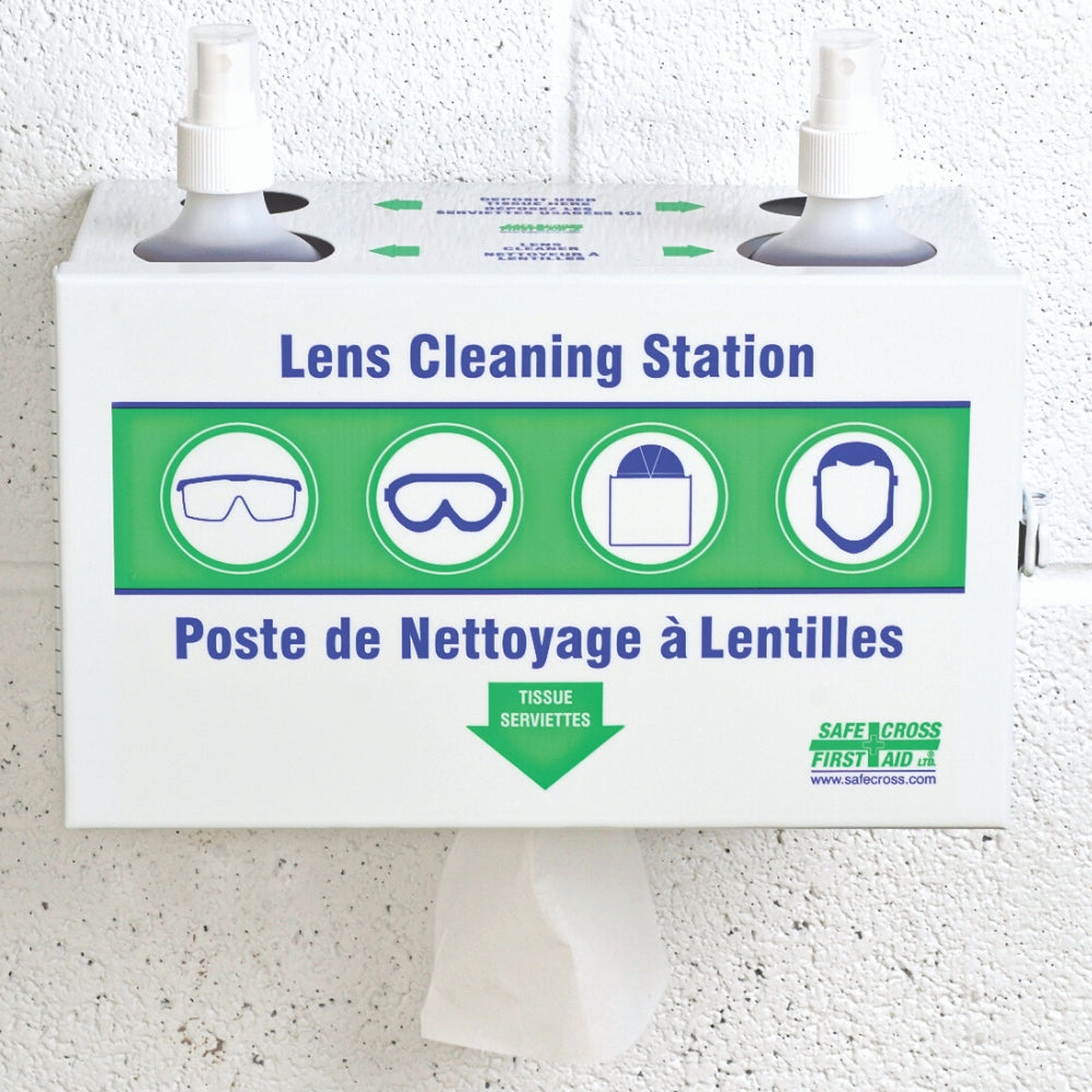LENS CLEANING STATION WITH 2x500 mL CLEANER & 1x300 TISSUES - METAL