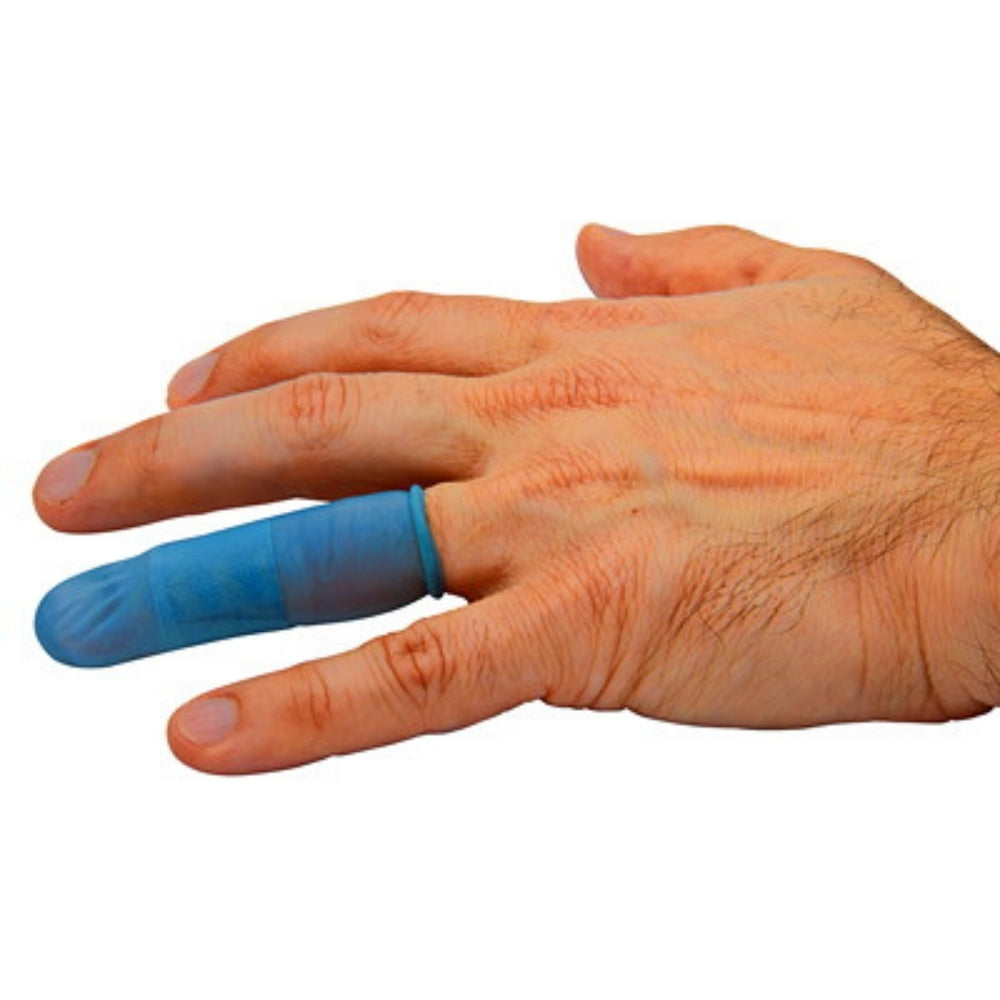 BLUE LATEX FINGER COTS POWDER-FREE X-LARGE 100/BOX — First Aid