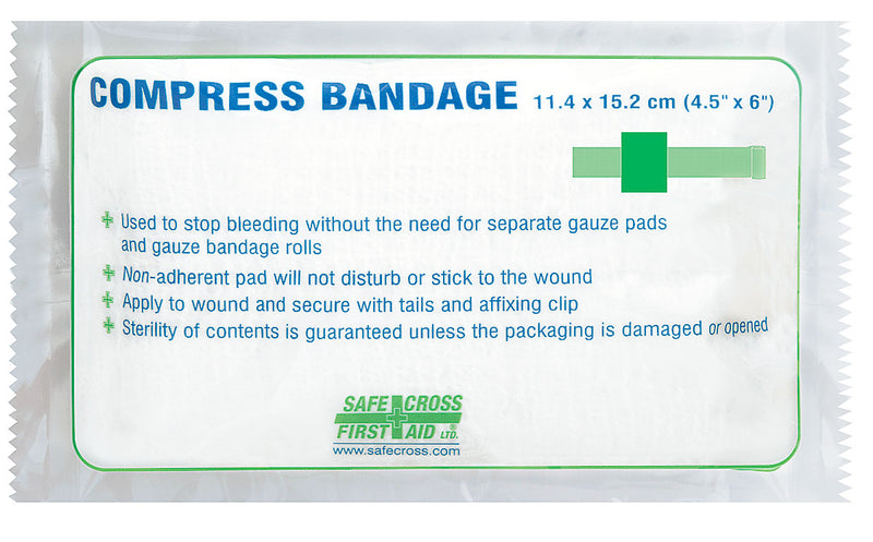 COMPRESS BANDAGE w/ELASTIC TAIL - 11.4 x 15.2 cm EACH
