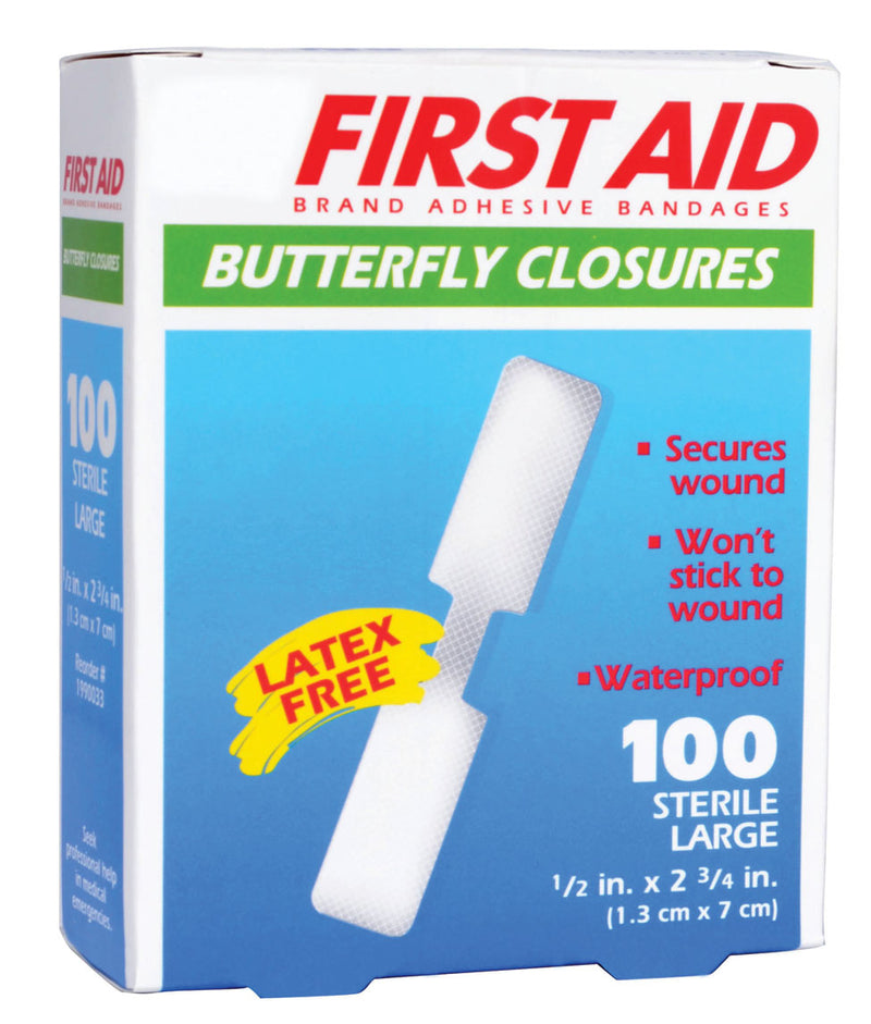 BUTTERFLY SKIN CLOSURES - LARGE 1.3 x 7 cm 100/BOX