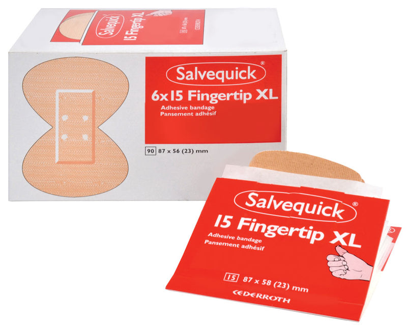 SALVEQUICK FABRIC BANDAGE FINGERTIP LARGE REFILLS (6 x 15/PACK)
