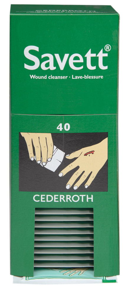 CEDERROTH "SAVETT" WOUND CLEANSER - 40/BOX