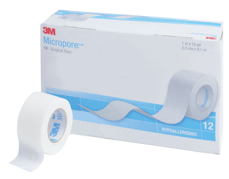 MICROPORE SURGICAL PAPER TAPE - 2.5 cm x 9.1 m 12/BOX