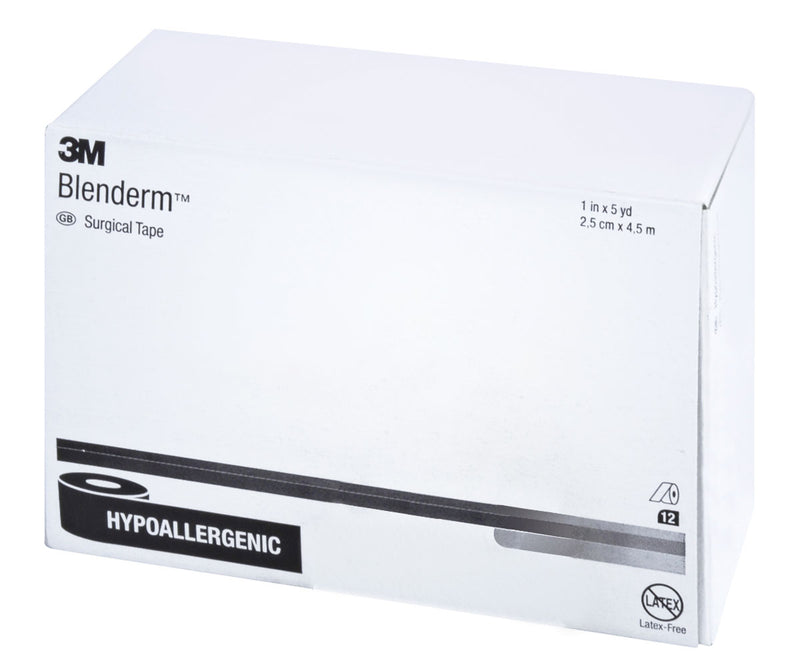BLENDERM SURGICAL PLASTIC TAPE 2.5 cm x 4.6 m 12/BOX