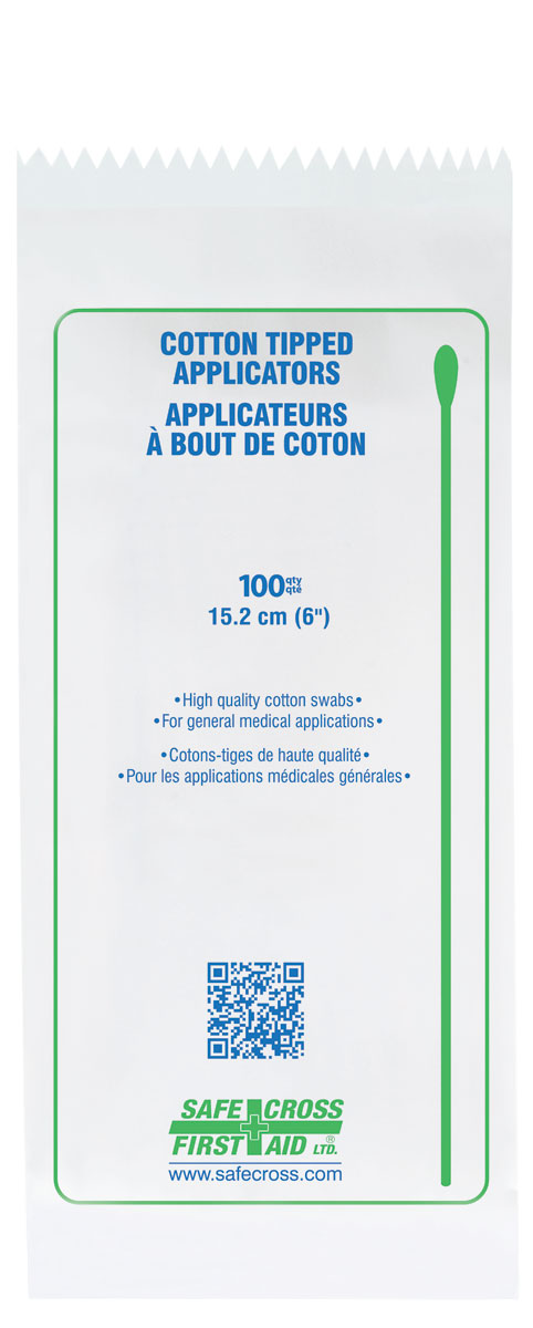 COTTON TIPPED APPLICATORS - SINGLE-END 15.2cm 100/PACKAGE