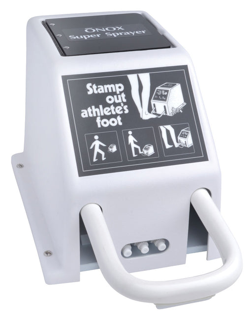 Onox foot operated spray dispenser with protective outer casing and floor mount