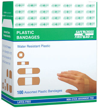 PLASTIC BANDAGES - ASSORTED SIZES 100/BOX
