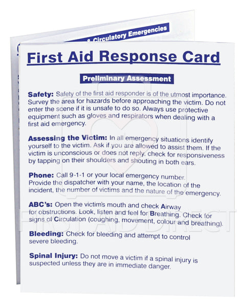 FIRST AID RESPONSE CARD (ENGLISH/FRENCH)