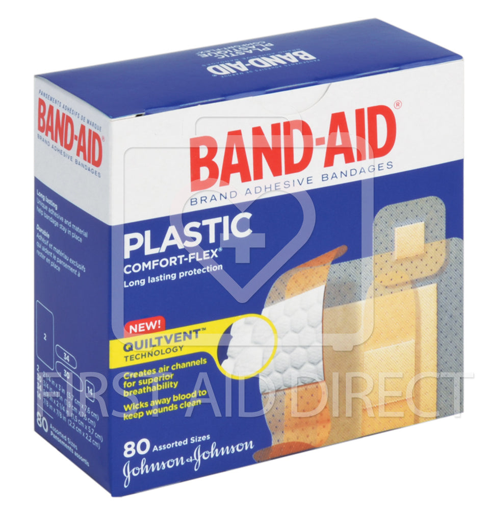 BAND-AID BRAND, COMFORT-FLEX PLASTIC BANDAGES, ASSORTED, 80's