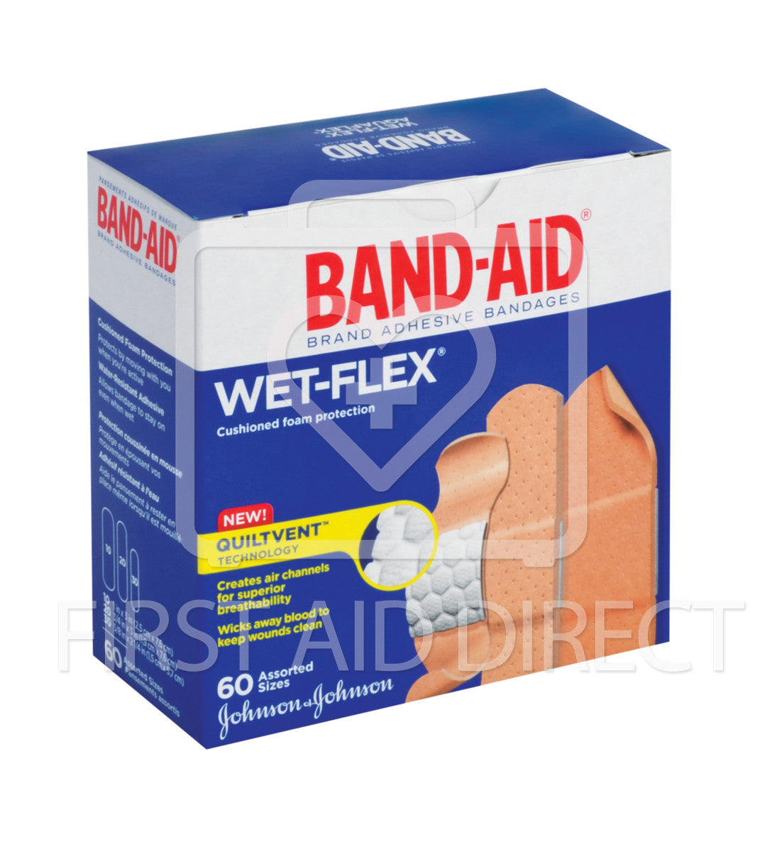 BAND-AID BRAND WET-FLEX FOAM BANDAGES ASSORTED 60/BOX