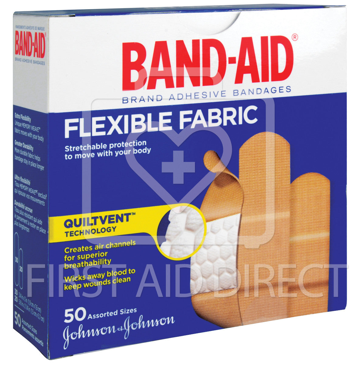 BAND-AID BRAND FABRIC BANDAGES ASSORTED 50/BOX - First Aid Direct