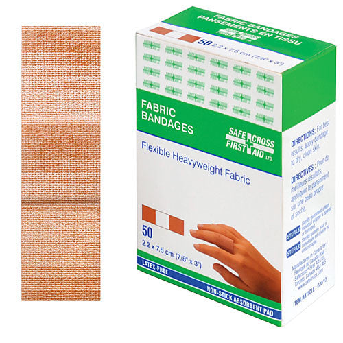 FABRIC BANDAGES, 2.2 x 7.6 cm, HEAVYWEIGHT, 50's
