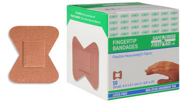 FABRIC BANDAGES, FINGERTIP SMALL, 4.4 x 5.1 cm, HEAVYWEIGHT, 50's