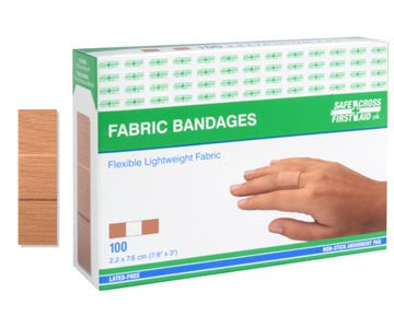 FABRIC BANDAGES, 2.2 x 7.6 cm, LIGHTWEIGHT, 100's
