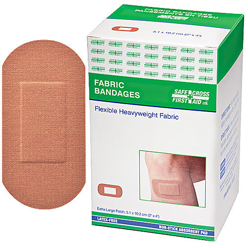 FABRIC BANDAGES, X-LARGE PATCH, 5.1 x 10.2 cm, HEAVYWEIGHT, 50's