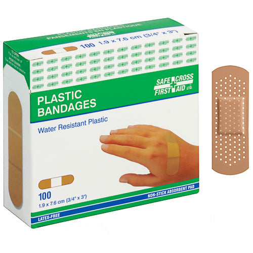 PLASTIC BANDAGES - 2.5 x 7.6 cm 100/BOX