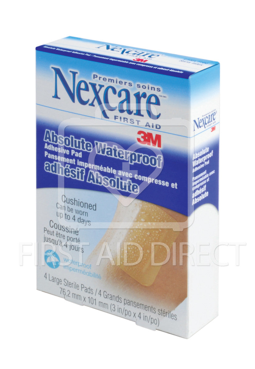 NEXCARE ABSOLUTE WATERPROOF ADHESIVE PADS 4/BOX - First Aid Direct