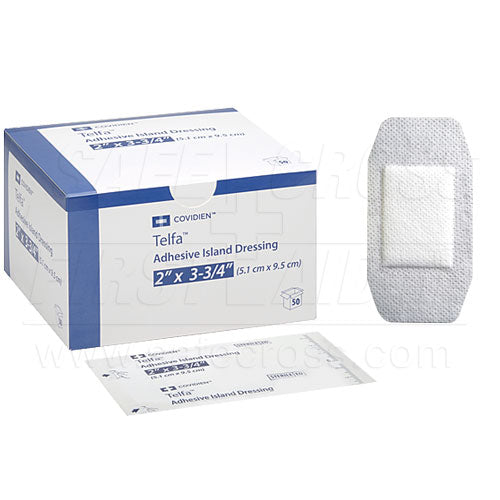 TELFA NON-ADHERENT ISLAND DRESSINGS - 5.1 x 9.5 cm 50/BOX STERILE