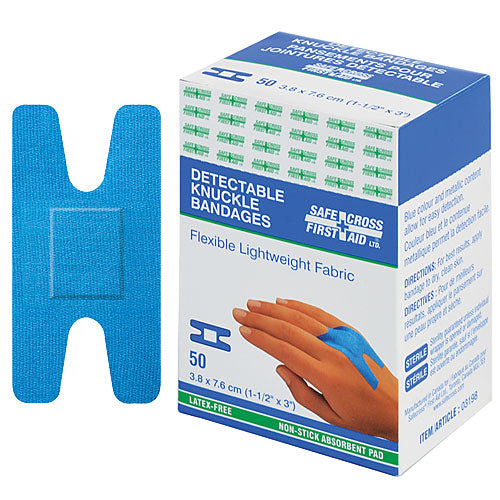 FABRIC DETECTABLE BANDAGES - KNUCKLE 3.8 x 7.6 cm 50/BOX
