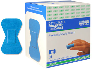 FABRIC DETECTABLE BANDAGES - FINGERTIP 4.4 x 7.6 cm 50/BOX