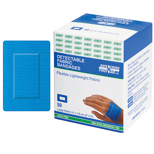 FABRIC DETECTABLE BANDAGES - LARGE PATCH 5.1 x 7.6 cm 50/BOX
