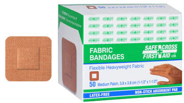 FABRIC BANDAGES, SMALL PATCH, 3.8 x 3.8 cm, HEAVYWEIGHT, 50's
