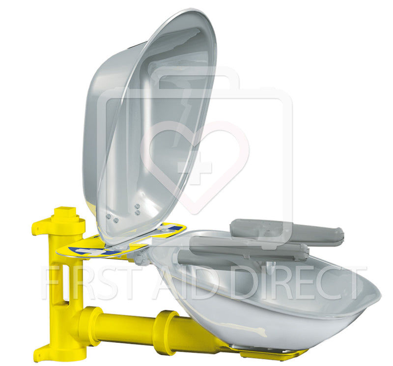 BRADLEY, EYE/FACE WASH w/STAINLESS STEEL BOWL & COVER, WALL-MOUNTED