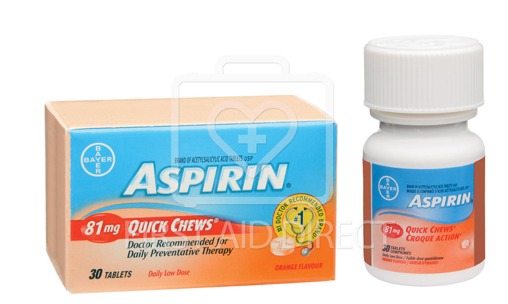 ASPIRIN, 81 mg, QUICK CHEW TABLETS, 30's