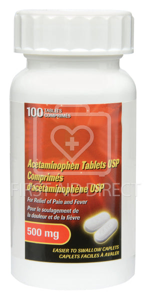ACETAMINOPHEN CAPLETS, EXTRA-STRENGTH, 500 mg, 100's