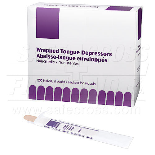 TONGUE DEPRESSORS SENIOR - 1.9 x 15.2 cm 250/BOX (INDIVIDUALLY WRAPPED)