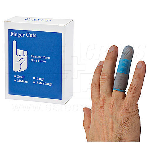 BLUE LATEX FINGER COTS - POWDER-FREE MEDIUM 100/BOX