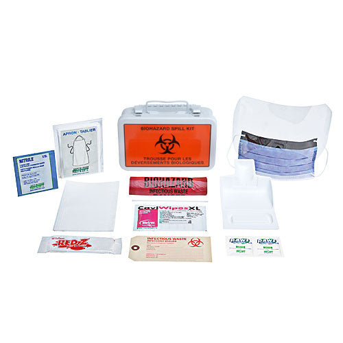 BIOHAZARD CLEAN-UP SPILL KIT, DELUXE, 10 UNIT, METAL BOX