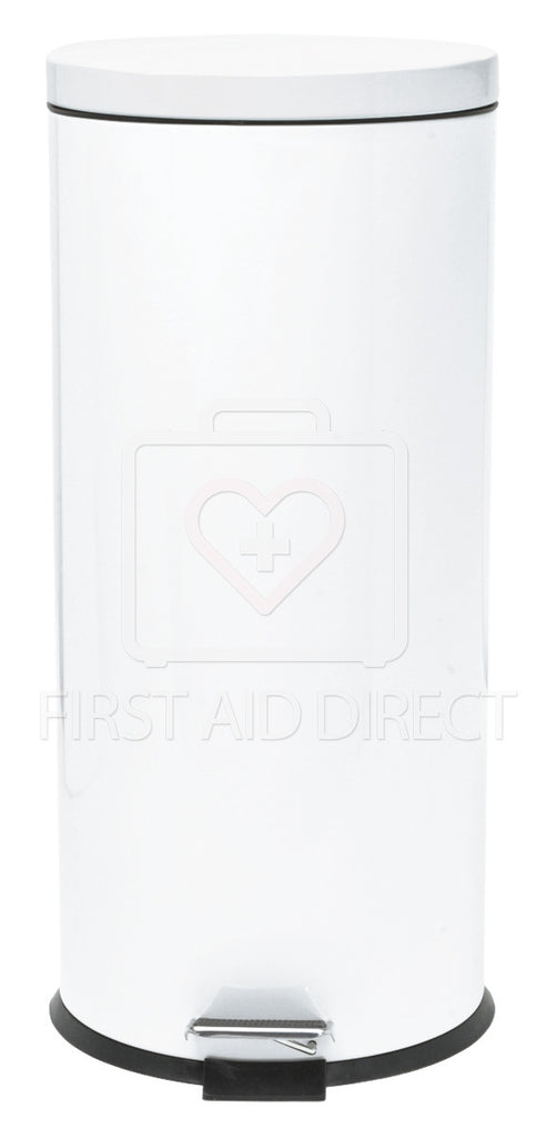 WASTE RECEPTACLE, STEP-ON, MED-CAN, 30.2 L, WHITE