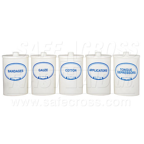 SUNDRY JARS, PLASTIC, LABELLED, 5's