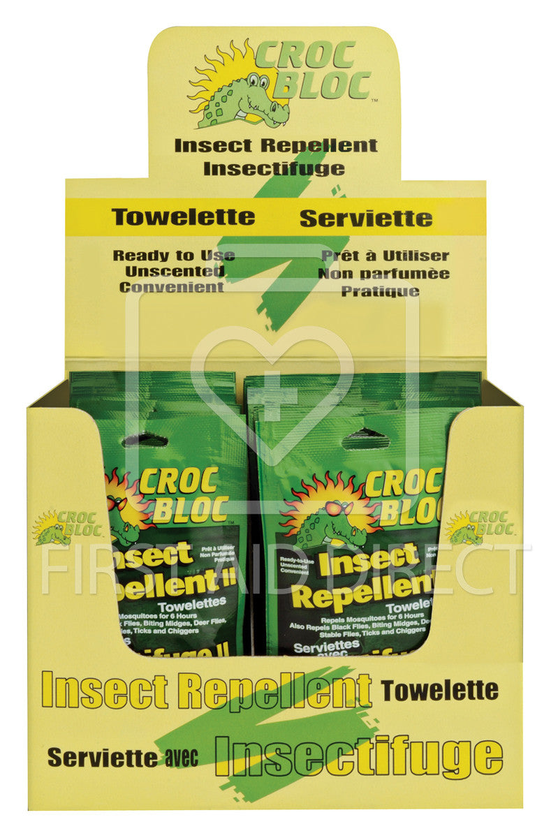 CROC BLOC INSECT REPELLENT TOWELETTES 28.5 DEET 50 BOX
