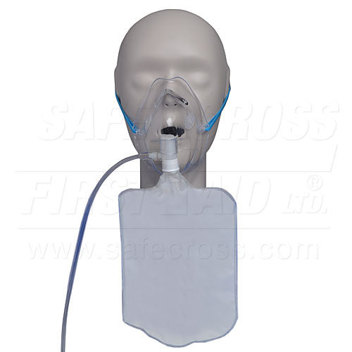 OXYGEN MASK w/TUBING, ADULT, PARTIAL NON-REBREATHING w/BAG