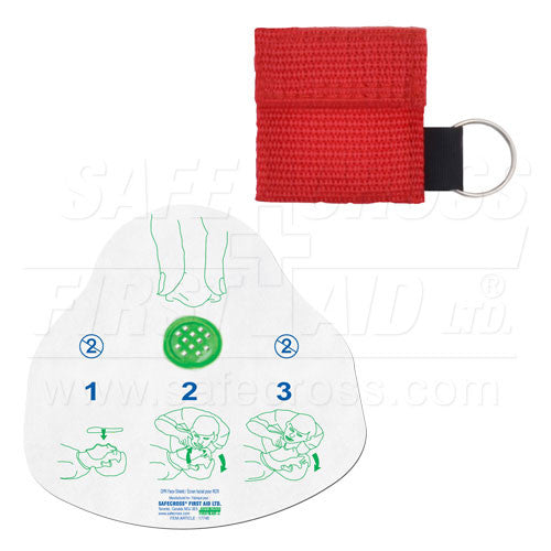 CPR FACE SHIELD, IN MINI POUCH, RED