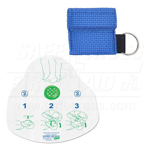 CPR FACE SHIELD, IN MINI POUCH, ROYAL BLUE