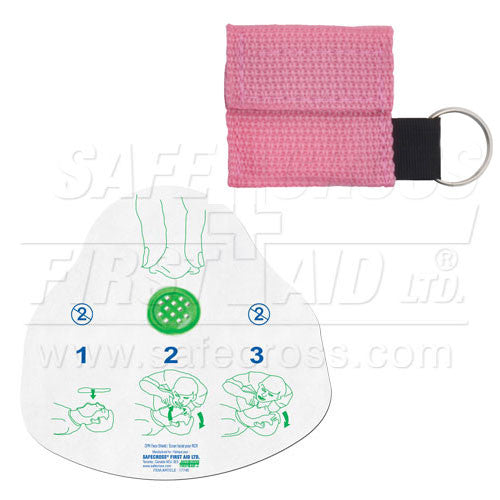 CPR FACE SHIELD, IN MINI POUCH, PINK
