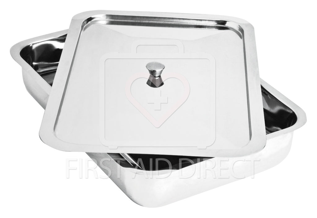INSTRUMENT TRAY w/COVER, 20.3 x 30.5 x 6.4 cm, STAINLESS STEEL
