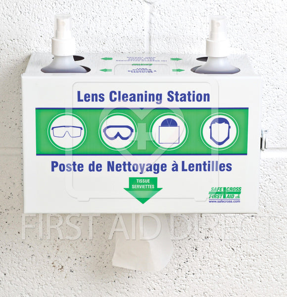 LENS CLEANING STATION w/2x500 mL CLEANER & 1x300 TISSUES, METAL
