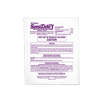 SANIZIDE PRO 1® SURFACE DISINFECTANT WIPES 20.3 cm x 20.3 cm - 50 BOX