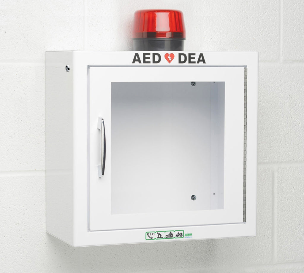 SURFACE AED CABINET WITH ALARM – 44.5 x 44.5 x 17.8 cm