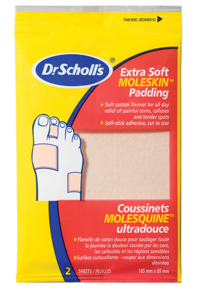 DR. SCHOLL'S MOLESKIN PADDING - 8.5 x 10.5 cm 2 SHEETS/PACKAGE